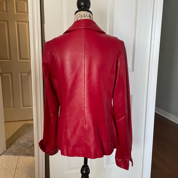 Mino collection italian red leather jacket size L, fits M - Picture 3 of 5